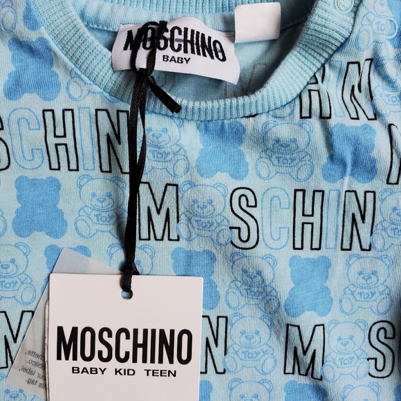 NWT$200 Moschino Baby Boys Blue Logo Romper Sz 1-3 Month - Picture 6 of 11